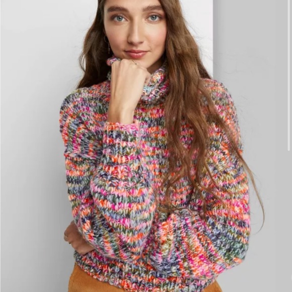 wild fable Sweaters - Cropped Turtleneck Pullover Sweater - Wild Fable™ Space Dye Design